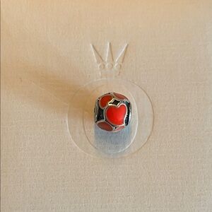 Pandora Silver Charm with Red Hearts